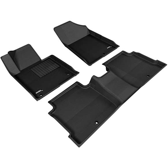 2016 Hyundai Sonata - Front and Second Row Molded Floor Liner, Black, Made of Rubberized/Thermoplastic, KAGU All-Weather Custom Fit Series