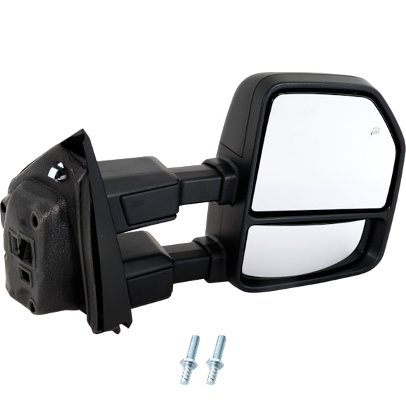 2020 Ford F-150 - Passenger Side Towing Mirror, Upper - Power Adjust, Lower - Manual Adjust, Heated, Textured Black, Manual Folding, In-housing Signal Light, No Blind Spot Feature, No Memory, With Puddle Light, No Auto-Dimming