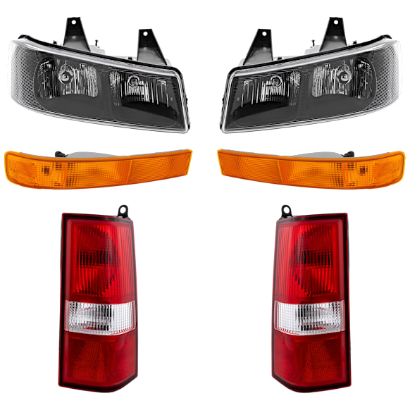 2003 Chevrolet Express 3500 - 6-Piece Kit Driver and Passenger Side Halogen Tail Light, With bulb(s), OE Replacement,  Includes (2) Headlight, (2) Parking Light, and (2) Tail Light