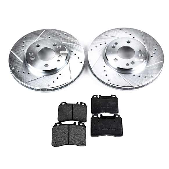 KIT-090221-20 Front Brake Disc and Pad Kit, Cross-drilled and Slotted 5 Lugs 299.97 mm Organic SureStop Performance Replacement