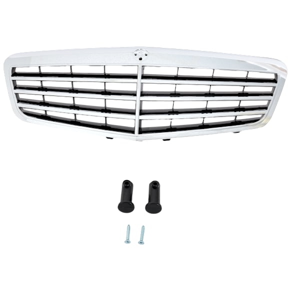 2010 Mercedes Benz E350 Base - Grille, Chrome Shell with Painted Black Insert, Sedan, For Models Without Distronic Cruise Control, With Avantgarde Package
