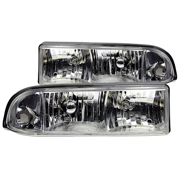 2001 Chevrolet Blazer - Driver and Passenger Side Halogen Headlight, With bulb(s), Not For Use With Factory Fog Lights; Does Not Fit Models With Factory Fog Lights, Clear Lens, Chrome Interior, Crystal Series