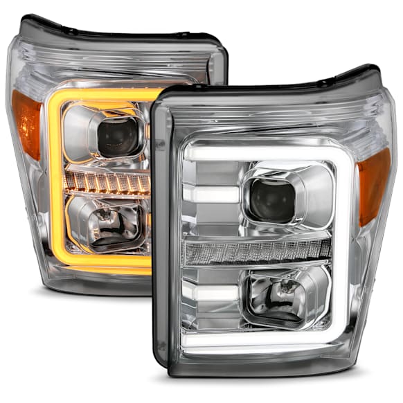 111407 Driver and Passenger Side Halogen Headlight, With bulb(s), Clear Lens, Chrome Interior, Projector Series