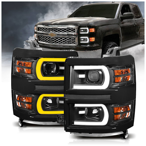 111412 Driver and Passenger Side Halogen Headlight, With bulb(s), Clear Lens, Black Interior, Projector Series
