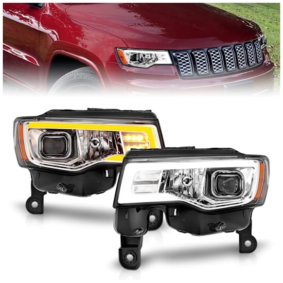 111419 Driver and Passenger Side Halogen/LED Headlight, With bulb(s), Clear Lens, Black Interior, Projector Series