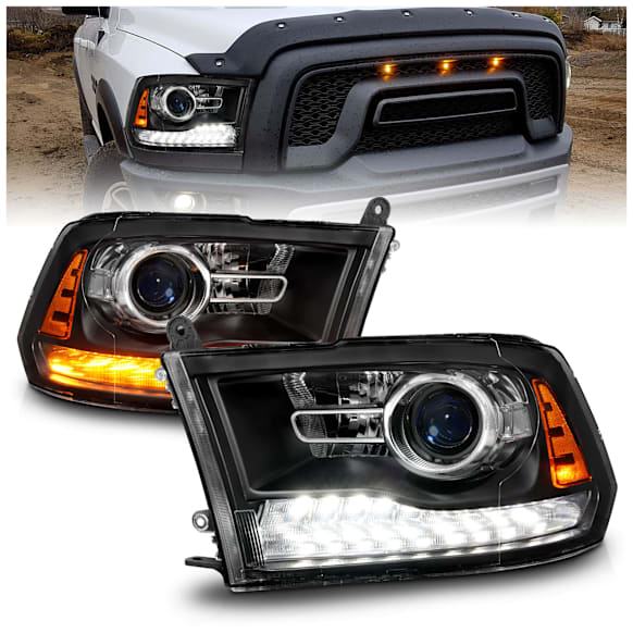 111609 Driver and Passenger Side Halogen Headlight, With bulb(s), Clear Lens, Black Interior, Projector Series