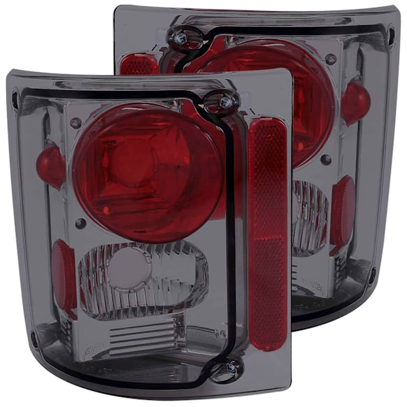 211153 Driver and Passenger Side Halogen Tail Light, Without bulb(s), Smoked Lens, Chrome Interior, Euro Series