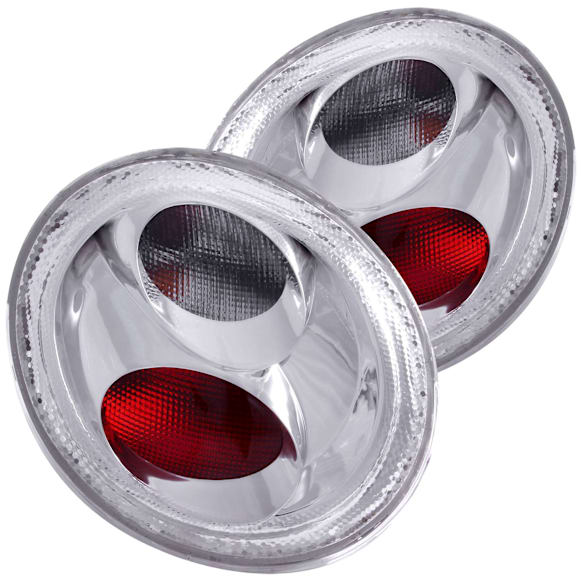 221118 Driver and Passenger Side Halogen Tail Light, With bulb(s), Clear Lens, Chrome Interior, Euro Series