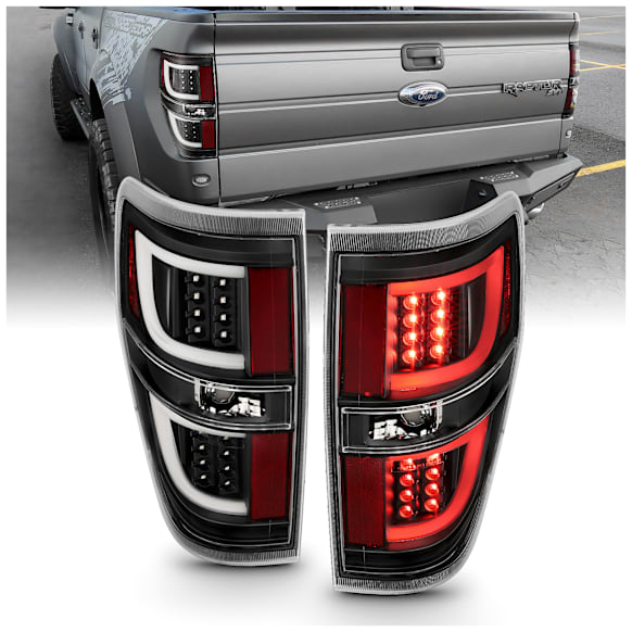 2011 Ford F-150 - Driver and Passenger Side LED Tail Light, With bulb(s), Led, Clear & Red Lens, Black Interior, LED Series