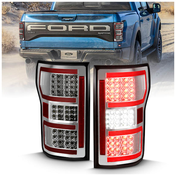 2020 Ford F-150 - Driver and Passenger Side LED Tail Light, With bulb(s), Led; With Sequential, Clear Lens, Chrome Interior, LED Series