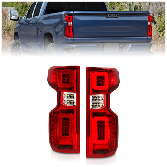 311416 Driver and Passenger Side LED Tail Light, With bulb(s), Red Lens, Chrome Interior, LED Series
