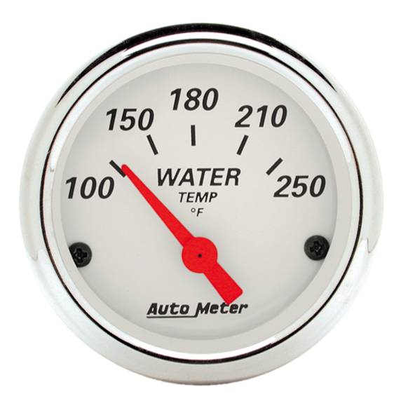 1337 Arctic White Series Gauge, Water Temp, 2 1/16in. 250f, Electric