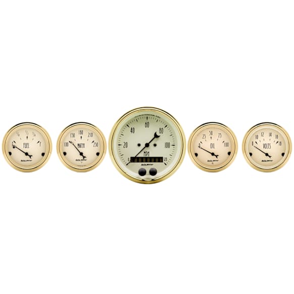 1550 Golden Oldies Gauge Kit, 5 Pc. 3 3/8in. & 2 1/16in. Gps Speedometer.