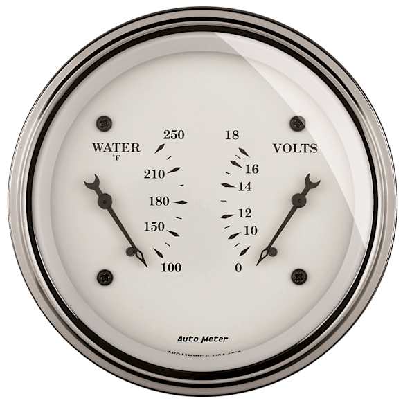 1630 Old Tyme White Series Gauge, Dual, Wtmp & Volt, 3 3/8in. 250f & 18V, Electric