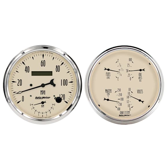 1852 Antique Beige Gauge Kit, 2 Pc. Quad & Tach/Speedo, 5in.