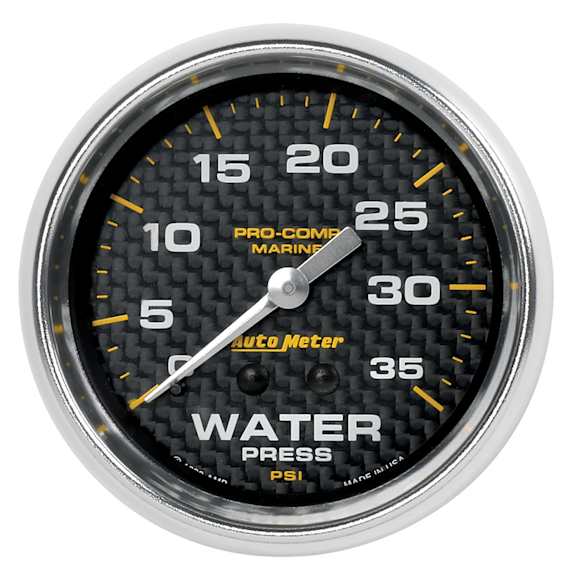 200773-40 Marine Carbon Fiber Gauge, Water Press, 2 5/8in. 35Psi, Mechanical.