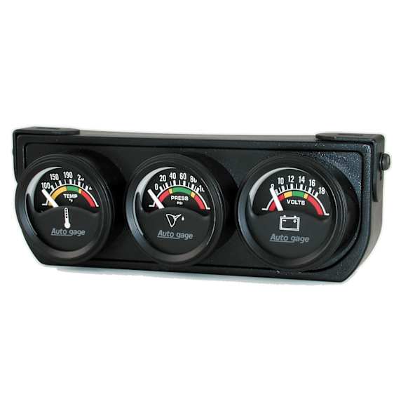 2391 Autogauge Series Gauge Console, Oilp/Wtmp/Volt, 1.5in. 100Psi/280f/18V, Elec Bk Dial, Bk Bzl.