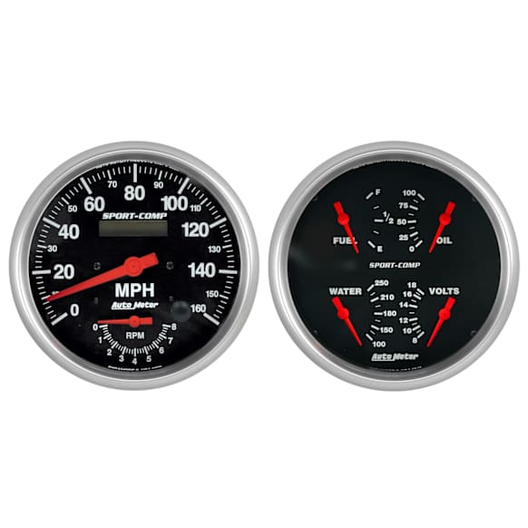3505 Sport-Comp Gauge Kit, 2 Pc. Quad & Tach/Speedo, 5in.