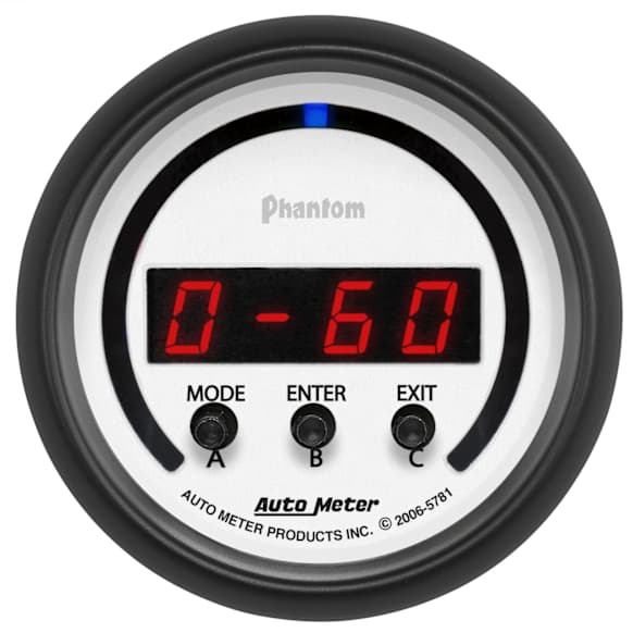 5781 Phantom Series Gauge, Perform Meter, 2 1/16in. 1/4 Mile/Hp/0-60/60-0/G Forces, Digital.