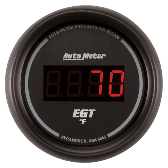 6345 Ultra-Lite Series Gauge, Pyrometer (Egt), 2 1/16in. 1600f, Digital, Black Dial W/ Red Led.