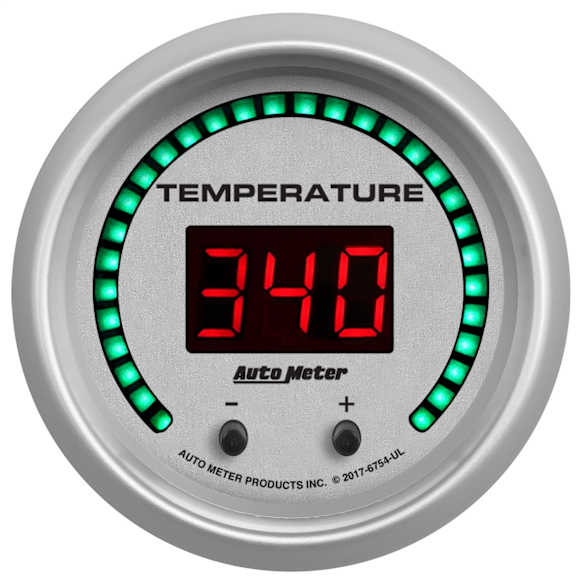 6754-UL Ultra-Lite Elite Series Digital Gauge, Fluid Temperature, 2 1/16in. 2 Chan, Selectable