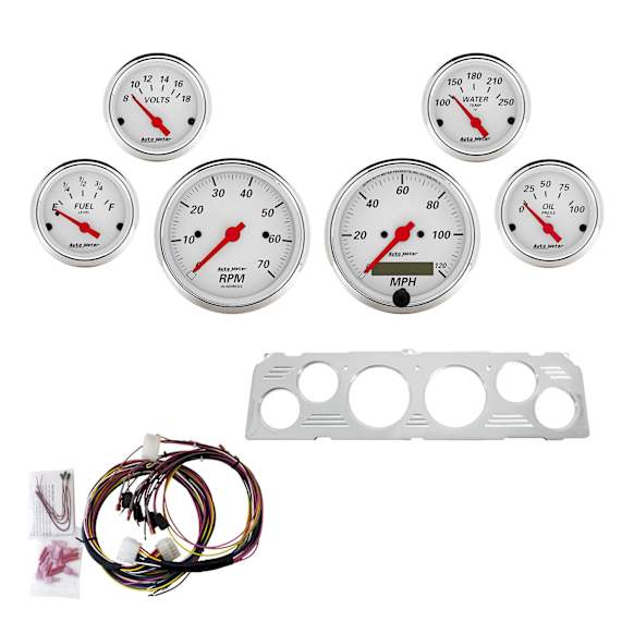 7043-AW Direct Fit Dash Kit, Chevy Truck 64-66, Tach/Mph/Fuel/Oilp/Wtmp/Volt, Aw