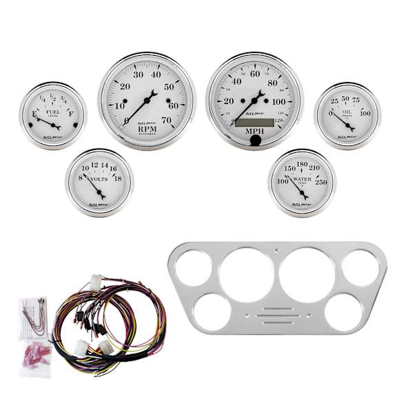 7048-OTW Direct Fit Dash Kit, Ford Truck 53-55, Tach/Mph/Fuel/Oilp/Wtmp/Volt, Otw