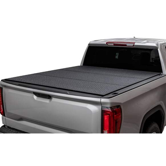 2024 GMC Sierra 1500 - LOMAX Hard Tri-fold Series Folding Hard Tonneau Cover, ,Aluminum, Approx. 5 ft. 6 in. Bed