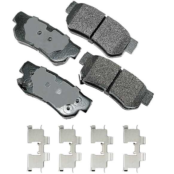 2007 Hyundai Elantra - Rear Ceramic Brake Pad Set, With Pad Wear Sensor Type Mechanical; With abutment clips, Pro-ACT Series