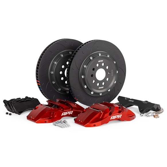 BRK00066 2-Piece Directional Series - 350mm. Slotted, Black Powdercoated 6-Piston Caliper, 2-Wheel Set   