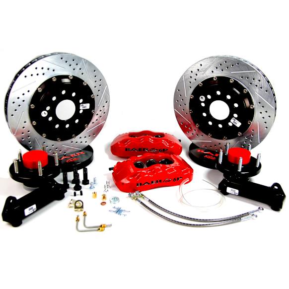 1969 Ford Torino - Pro Series - 13in. Cross Drilled and Slotted, Red Powdercoated 6-Piston Caliper, 2-Wheel Set