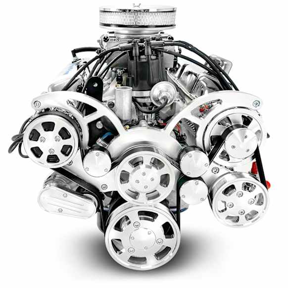 BP302RCTFK FORD SB COMPATIBLE 302 C.I. ENGINE - 361 HP - DELUXE DRESSED WITH POLISHED PULLEY KIT - REAR SUMP - HOLLEY SNIPER FUEL INJECTED