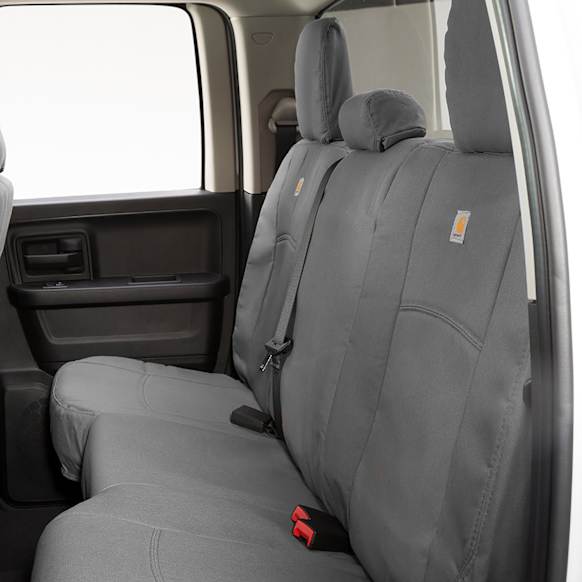 2017 GMC Sierra 1500 - Second Row Seat Cover, 4-Door; Crew Cab Pickup; With 60/40-Split Bench Seat; With 2 Adjustable Headrests; With Center Armrest, Gravel, Woven fabric, Classic Design, 60/40 Split Bench