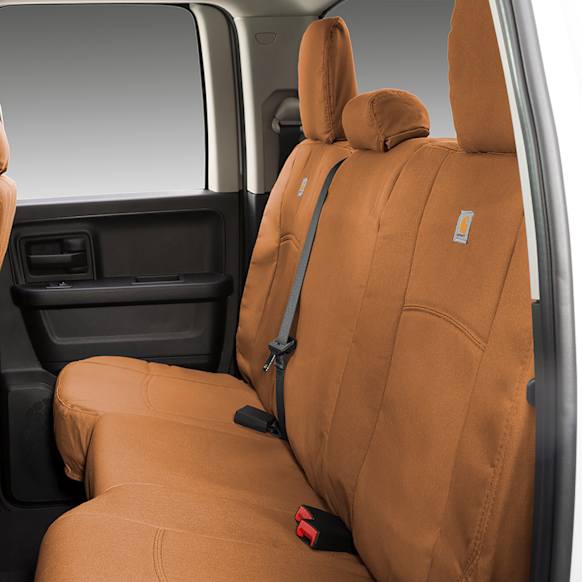 2017 GMC Canyon - Second Row Seat Cover, With 60/40-Split Bench Seat; With Adjustable Headrests; With Center Armrest, Brown, Woven fabric, Classic Design, 60/40 Split Bench