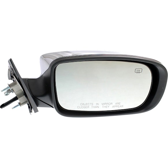 Passenger Side Mirror, Power, Manual Folding, Heated, Chrome, No Signal Light, No Memory, No Puddle Light, No Auto-Dimming, No Blind Spot Feature