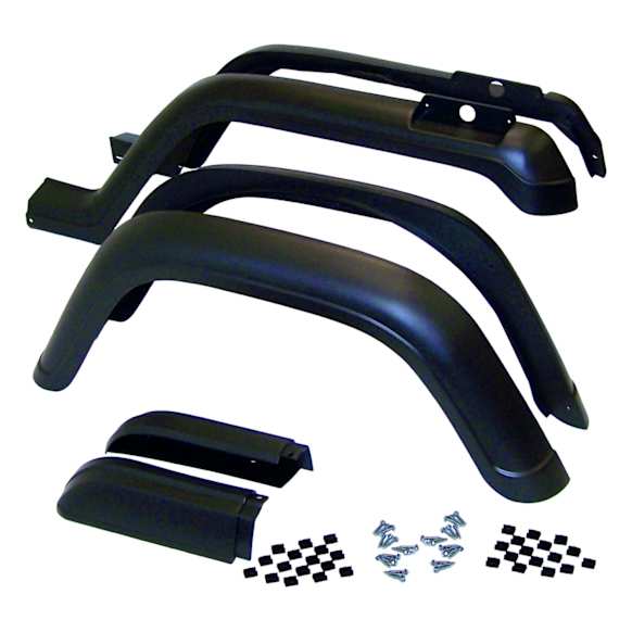 1993 Jeep Wrangler - Front and Rear, Driver and Passenger Side, Fender Flares, 6 Piece, Incl. Hardware, Black