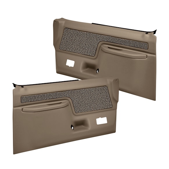 1988 Ford Bronco - Front, Driver and Passenger Side, Door Trim Panel, Full Power Only; Padded Armrest; Weather Stripping; New Fasteners, Medium Brown
