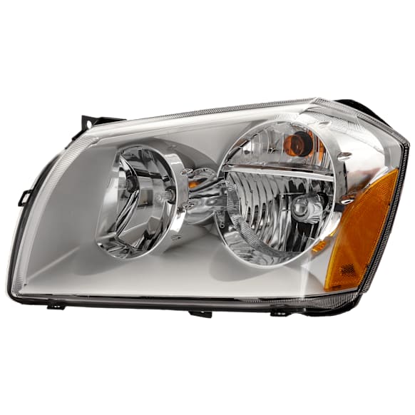 2005-2007 Dodge Magnum - Driver Side Headlight, with Bulb, Halogen, Clear Lens, Chrome Interior