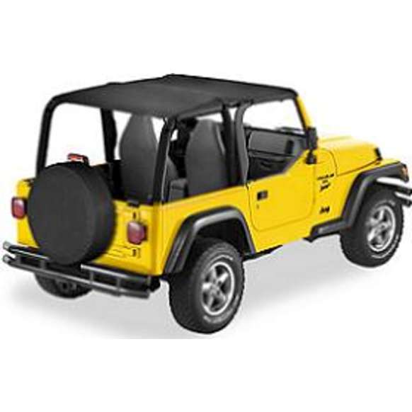 2000 Jeep Wrangler - Header Extended Safari Style Bikini Top Black Denim