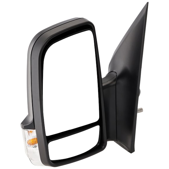 Driver Side Mirror, Non-Towing, Manual Adjust, Manual Folding, Non-Heated, Textured Black, In-housing Signal Light, No Memory, Puddle Light, and Auto-Dimming, With Blind Spot Glass, Base Model