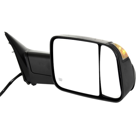 2022 Ram 1500 Classic Tradesman - Passenger Side Towing Mirror, Power, Heated, Manual Folding, Textured Black, With Blind Spot Glass, In-housing Signal Light, Without Memory, With Puddle Light, without Temperature Sensor