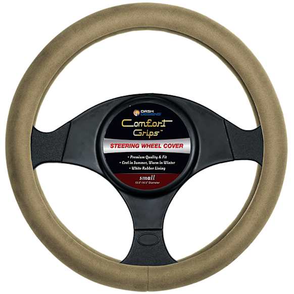 3311TN Comfort Grips Ultra Plush Steering Wheel Cover - Tan, Microfiber and memory foam, Universal 13.5-14.4 in., Slip-On, Sold individually