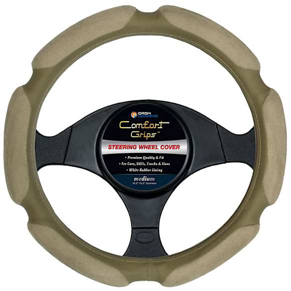 3352TN Comfort Grip Multi Grip Steering Wheel Cover - Tan, Faux Suede, Universal 14.5-15.5 in., Slip-On, Sold individually