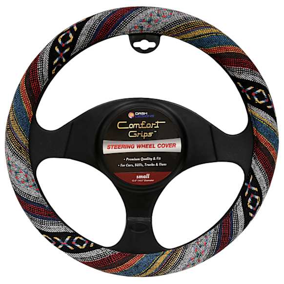 3451BK Comfort Grips Boho Steering Wheel Cover - Boho-patterned, Woven fabric, Universal 13.5-14.5 in., Slip-On, Sold individually