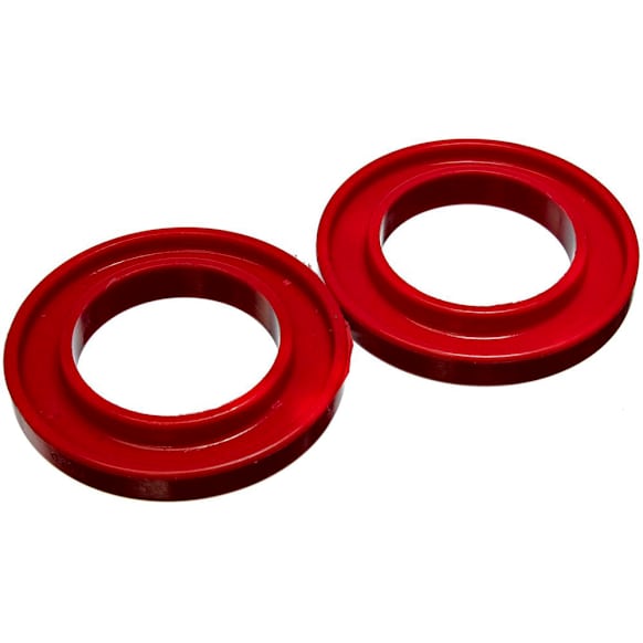 9.6107R Coil Spring Insulator - Red, Polyurethane, Universal, Set of 2