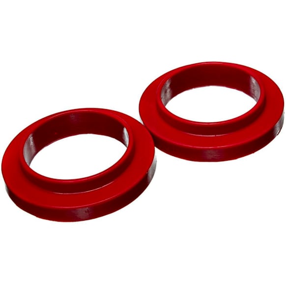 9.6120R Coil Spring Insulator - Red, Polyurethane, Universal, Set of 2