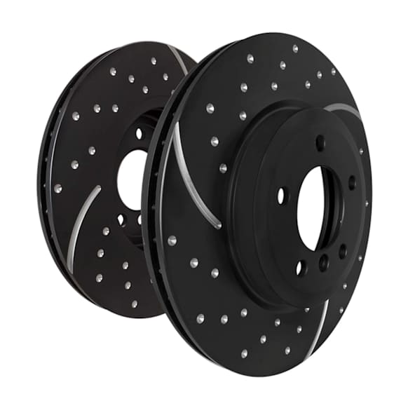 GD7795 Front, Driver or Passenger Side Brake Disc, Dimpled and Slotted, 5 Lugs, 3.3L, 6Cyl, GD Sport Slotted And Dimpled