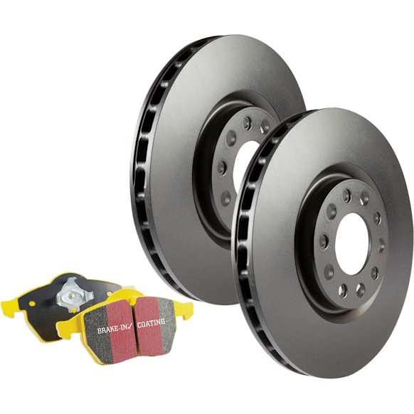 S13KR1649 Rear Brake Disc and Pad Kit, Plain Surface 5 Lugs 299.97 mm Aramid Fiber S13 Yellowstuff Sport Pad and RK Premium Rotors