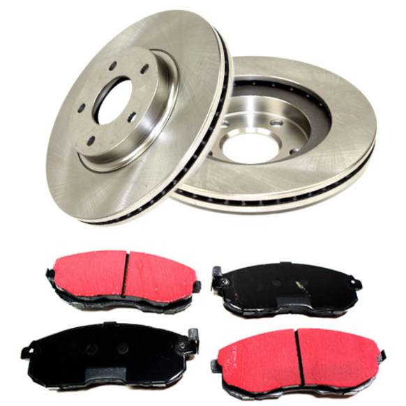S1KF1387 Front Brake Disc and Pad Kit, Plain Surface 5 Lugs 297.18 mm Aramid Fiber S1 Ultimax2 Pad and RK Premium Rotors