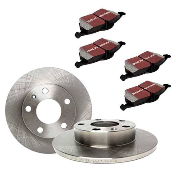 S1KR1111 Rear Brake Disc and Pad Kit, Plain Surface 5 Lugs 243.84 mm Aramid Fiber S1 Ultimax2 Pad and RK Premium Rotors